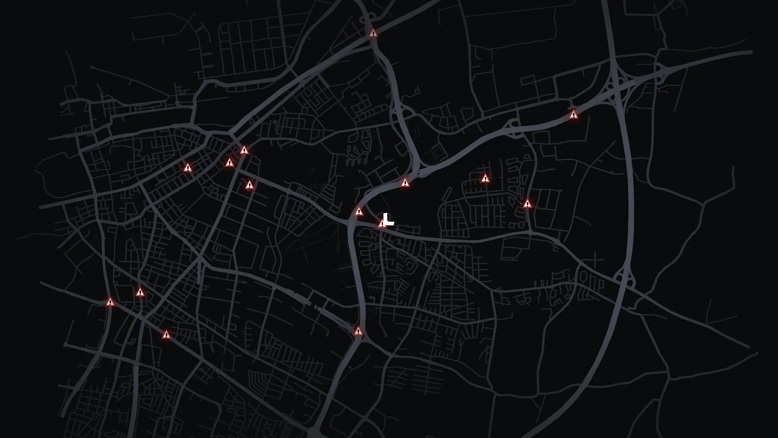 Karta: de 15 farliga ställena runt förarprovskontoret i Malmö markerade med varningstrianglar